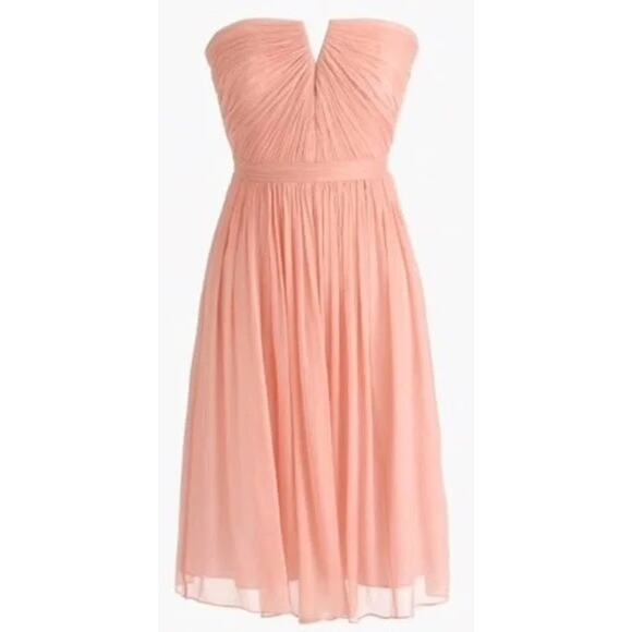 J. Crew Nadia Silk Strapless Pink Dress - 4 - Picture 3 of 5